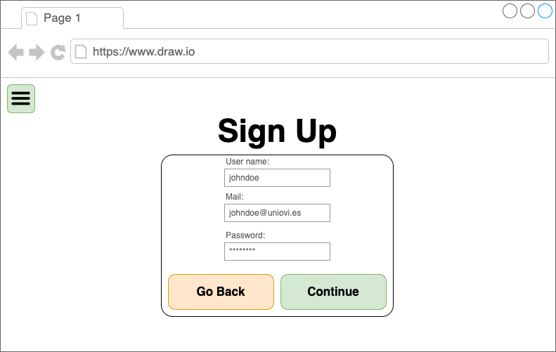 wireframe SignUp