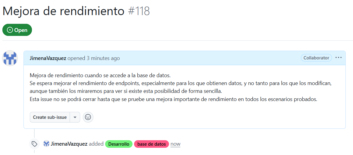 issue para mejora rendimiento
